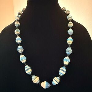 Vintage handmade artisan beads recycled paper necklace